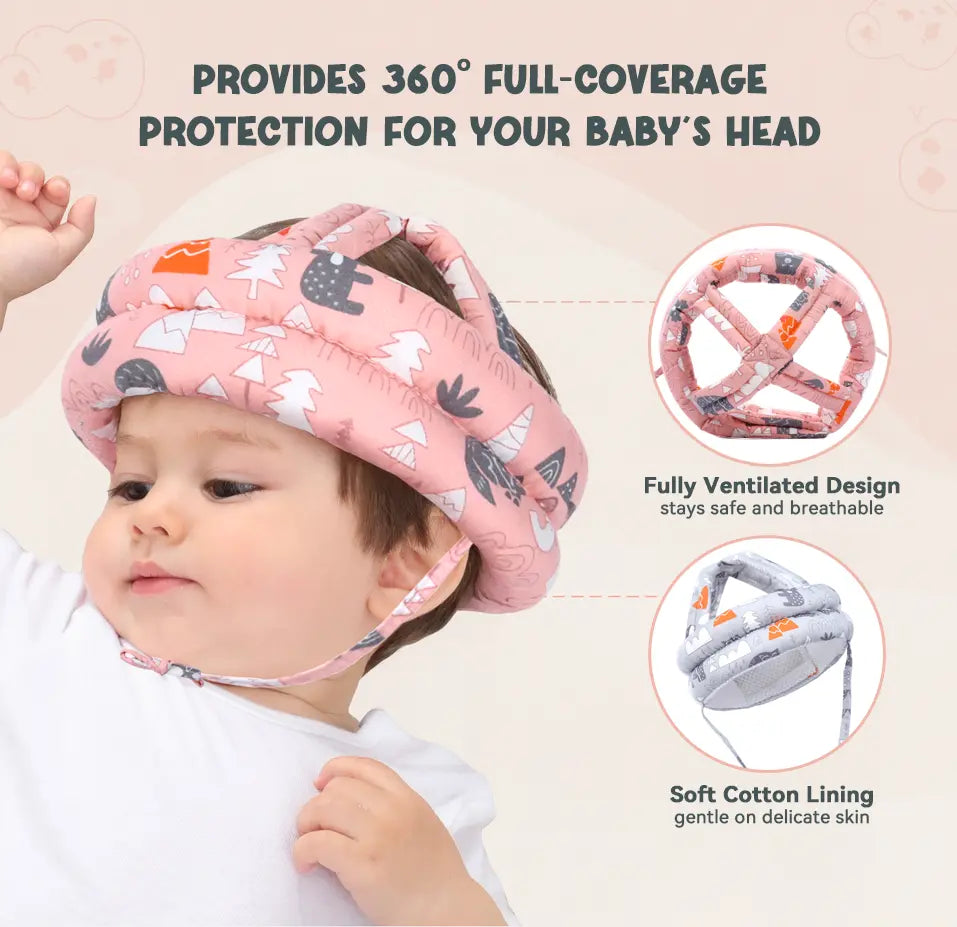 Breathable Baby Head Protector – Ultra-Light Soft Cushion Infant Head Protector Helmet for Crawling, Walking & Running (6-36 Months) – No Bumps, Toddler Safety Headguard Hat Adjustable Baby Head Protector Helmet Baby Helmet Lightweight Protective Headgear